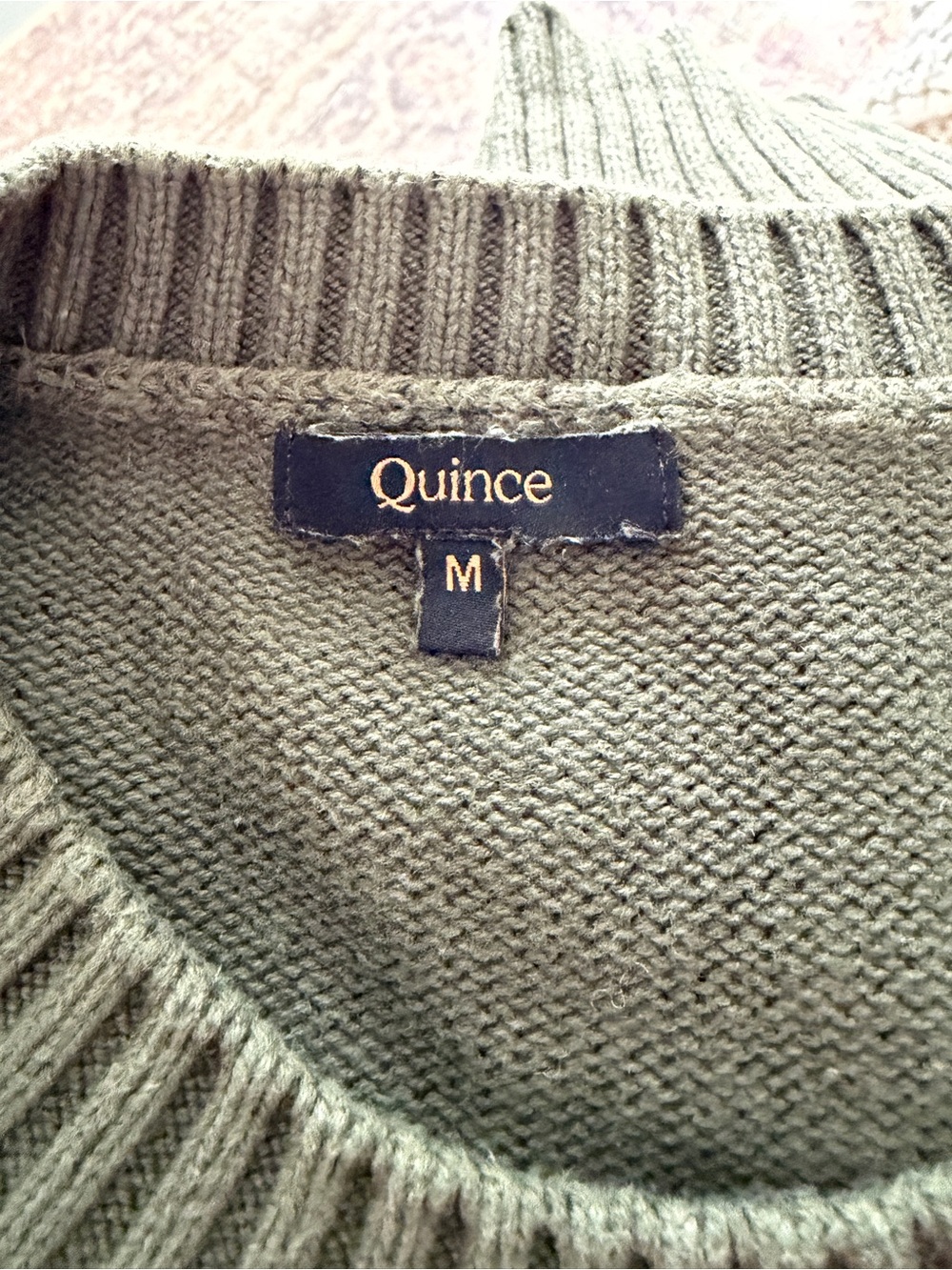 Quince Olive Green organic Cotton Boyfriend Crew Sweater - Picture 2 of 3